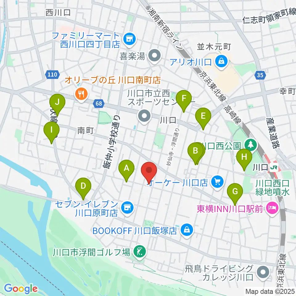 まつだピアノ教室周辺のカフェ一覧地図
