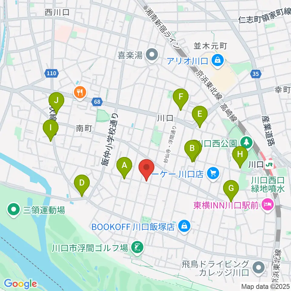 まつだピアノ教室周辺のカフェ一覧地図