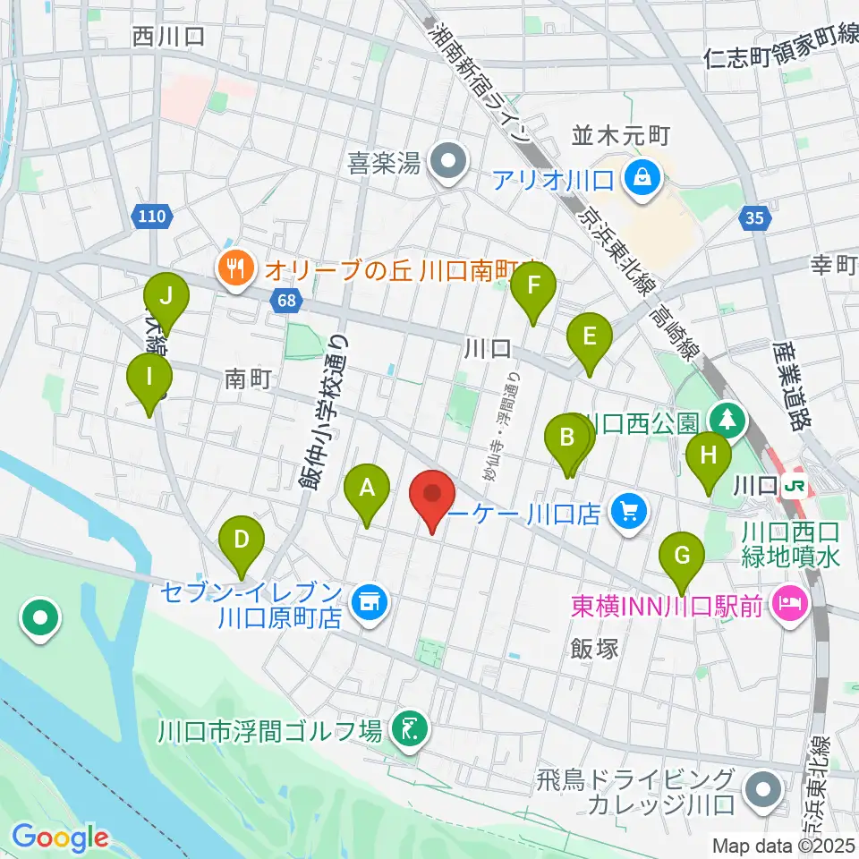 まつだピアノ教室周辺のカフェ一覧地図