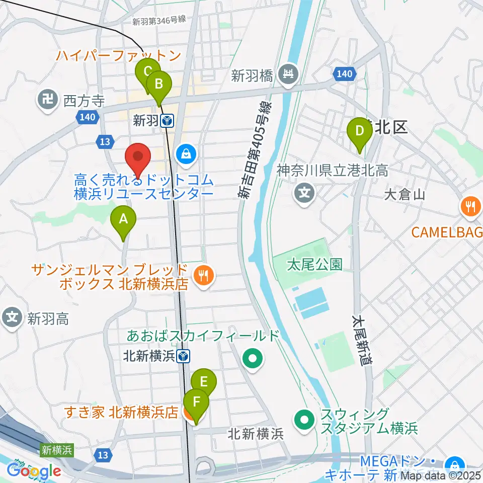 ヤマハピアノサービス横浜センター周辺のカフェ一覧地図