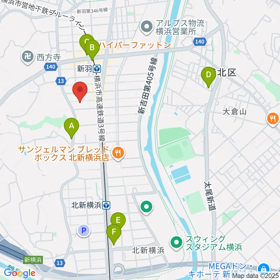 ヤマハピアノサービス横浜センター周辺のカフェ一覧地図