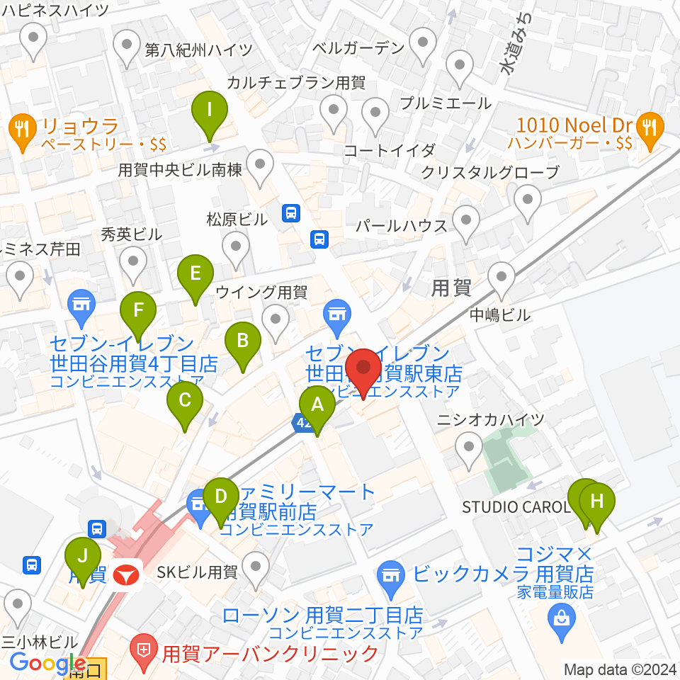 GGジャズレッスン周辺のカフェ一覧地図