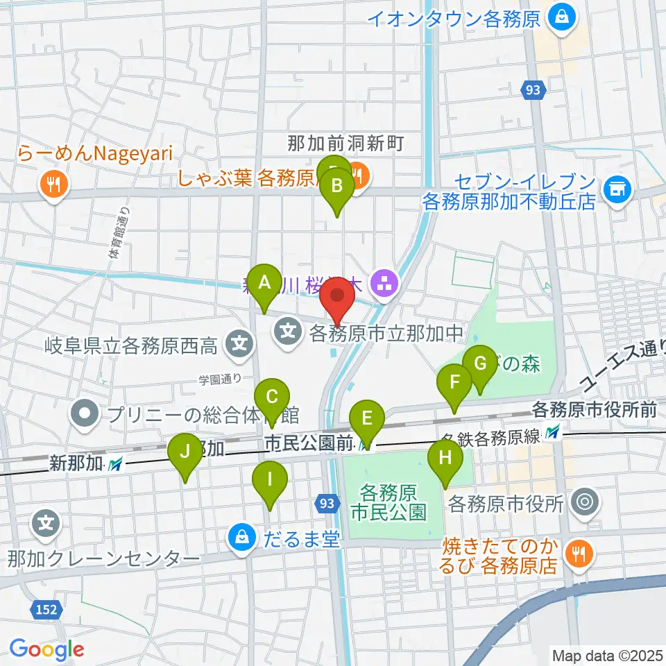 ウインドウエーブ 管楽器教室周辺のカフェ一覧地図