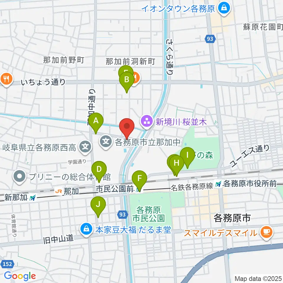 ウインドウエーブ 管楽器教室周辺のカフェ一覧地図