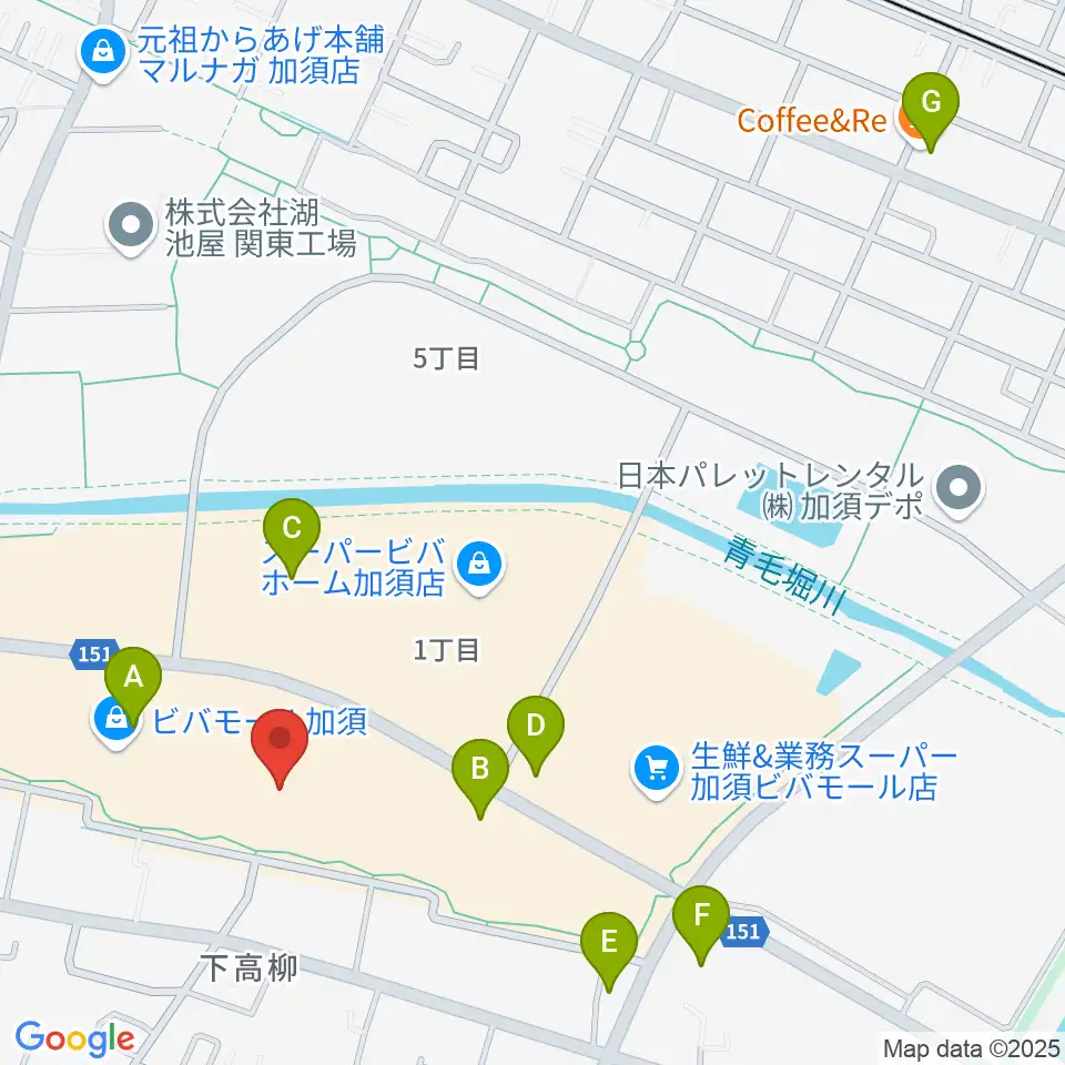 昭和楽器 ビバモール加須センター周辺のカフェ一覧地図