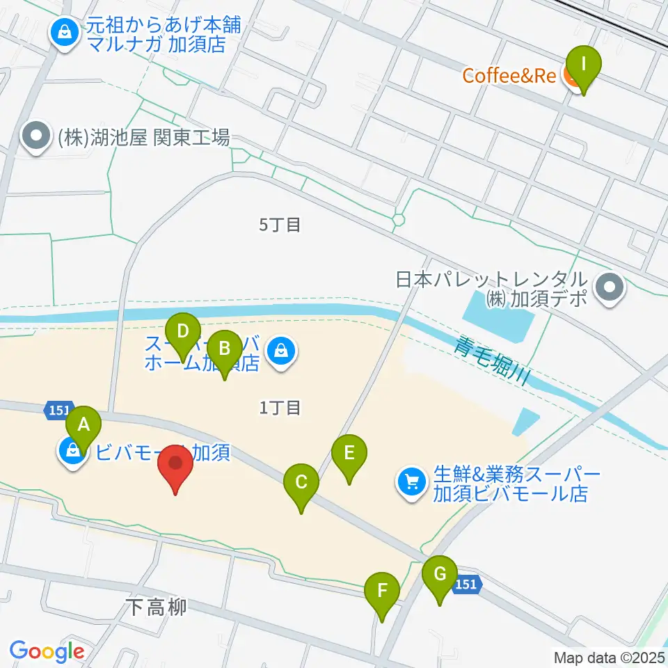 昭和楽器 ビバモール加須センター周辺のカフェ一覧地図
