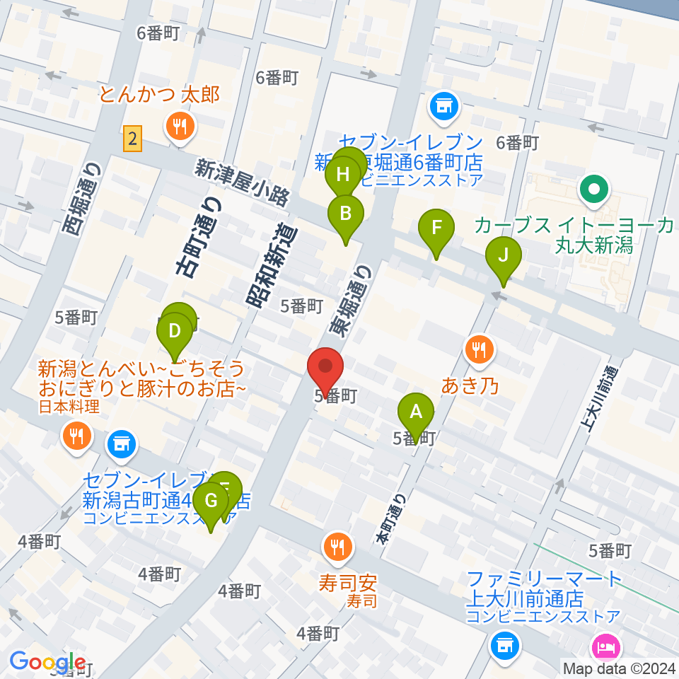 あぽろん新潟店周辺のカフェ一覧地図