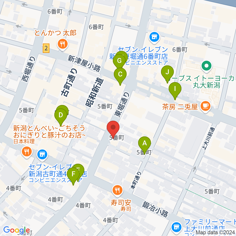 あぽろん新潟店周辺のカフェ一覧地図