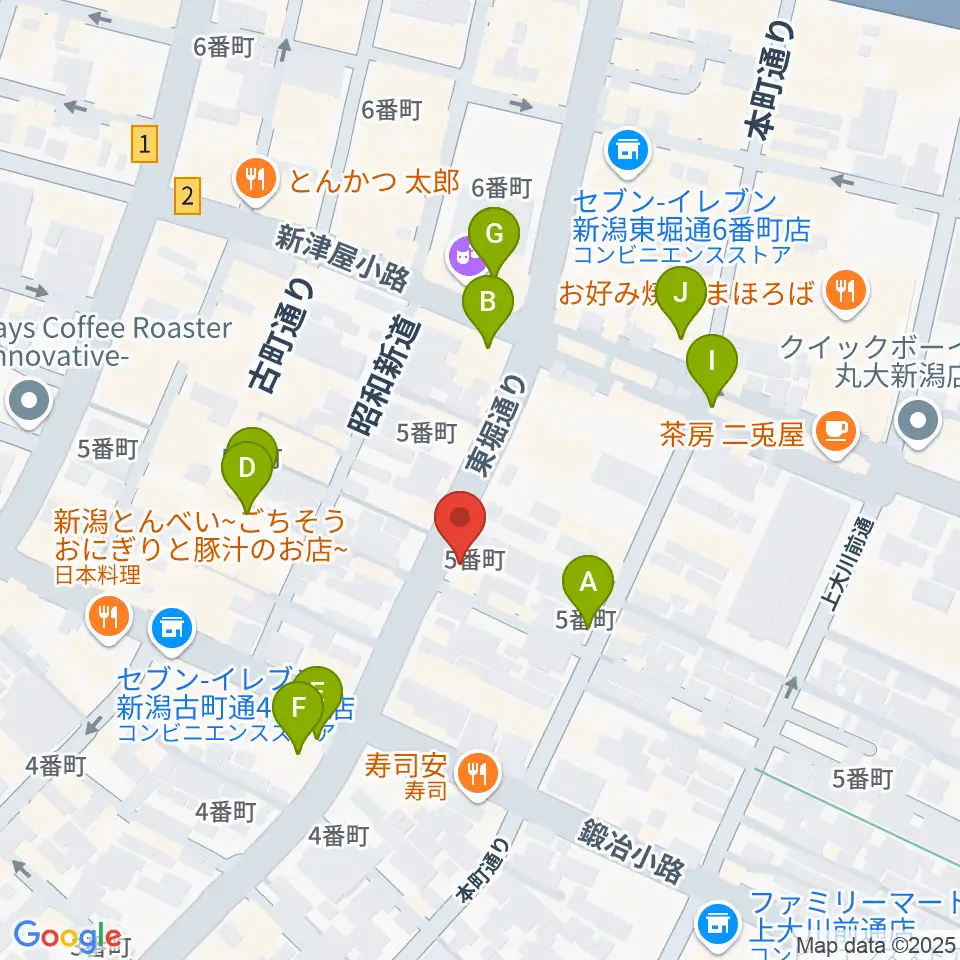 あぽろん新潟店周辺のカフェ一覧地図