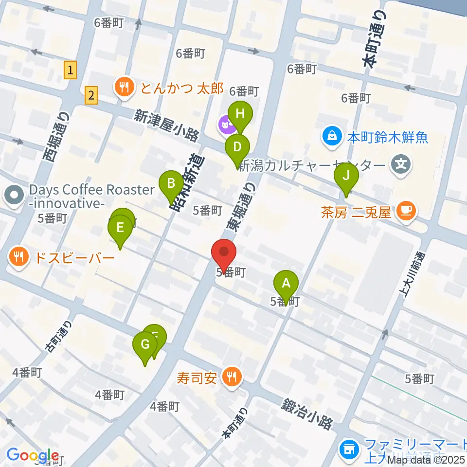 あぽろん新潟店周辺のカフェ一覧地図