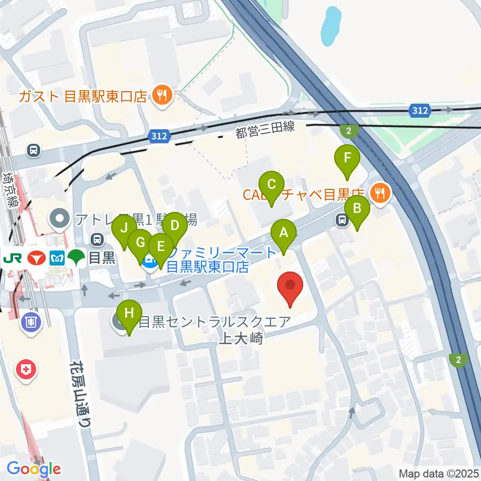 アスク音楽院 東京周辺のカフェ一覧地図