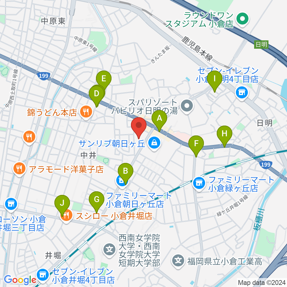 マメット音楽教室周辺のカフェ一覧地図