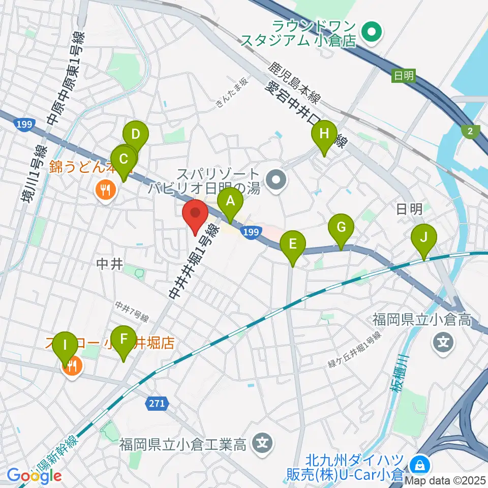 マメット音楽教室周辺のカフェ一覧地図