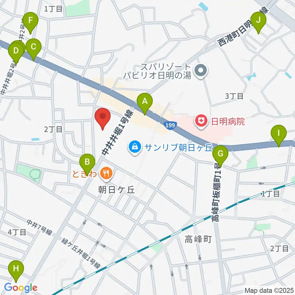 マメット音楽教室周辺のカフェ一覧地図