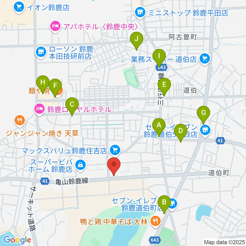 鈴鹿 VOICE HALL周辺のカフェ一覧地図