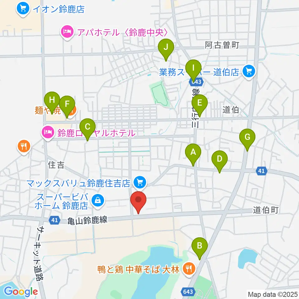 鈴鹿 VOICE HALL周辺のカフェ一覧地図