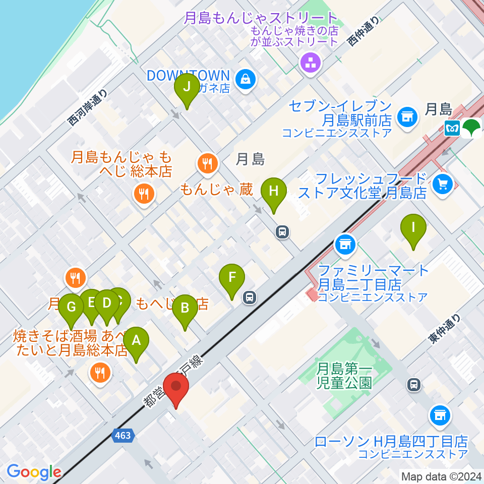 月島リトミックダンススタジオG&S周辺のカフェ一覧地図