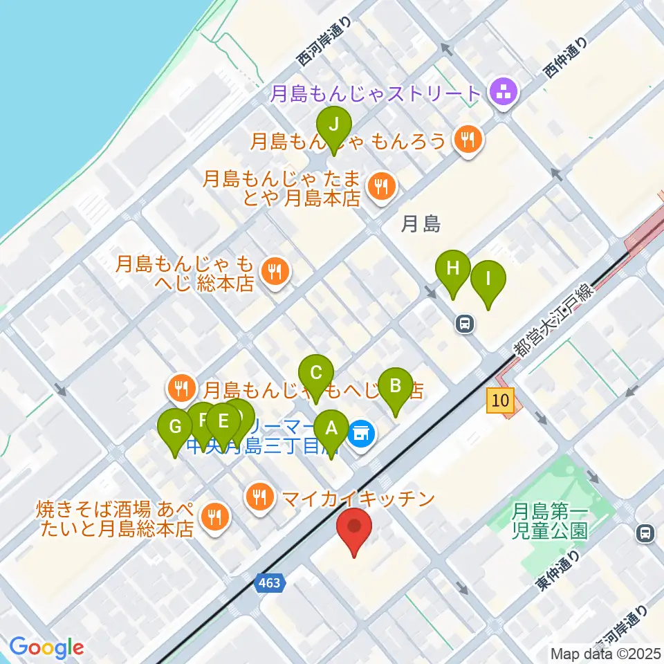 月島リトミックダンススタジオG&S周辺のカフェ一覧地図