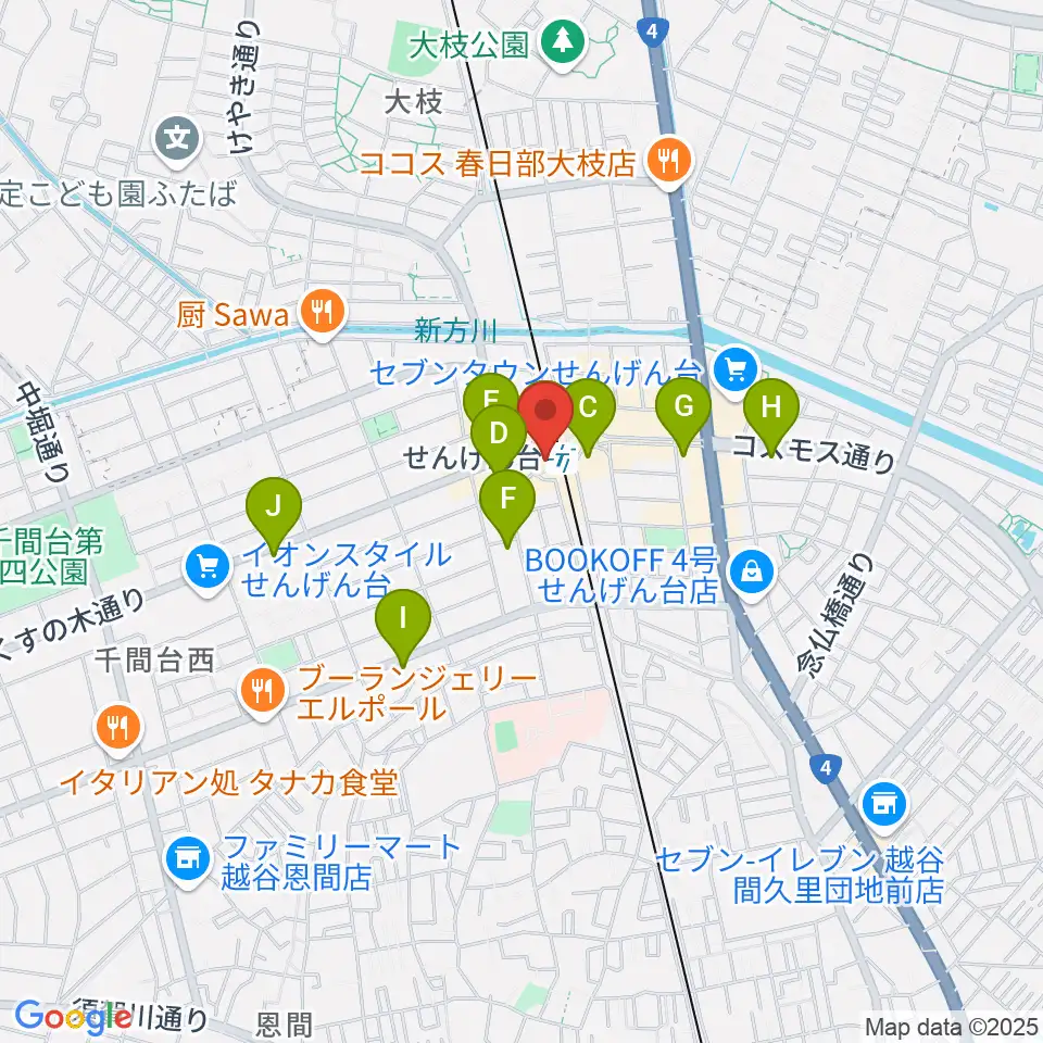 リトミックランドせんげん台教室周辺のカフェ一覧地図
