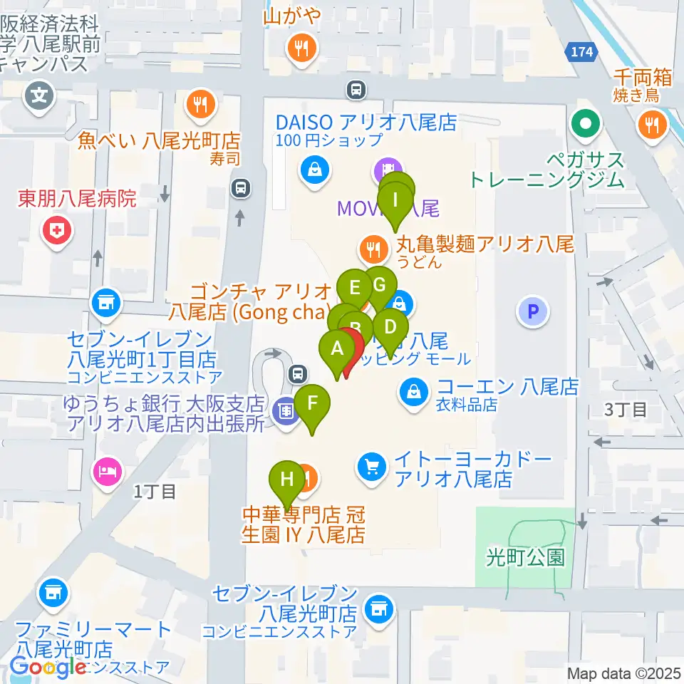 小阪楽器店 アリオ八尾店周辺のカフェ一覧地図