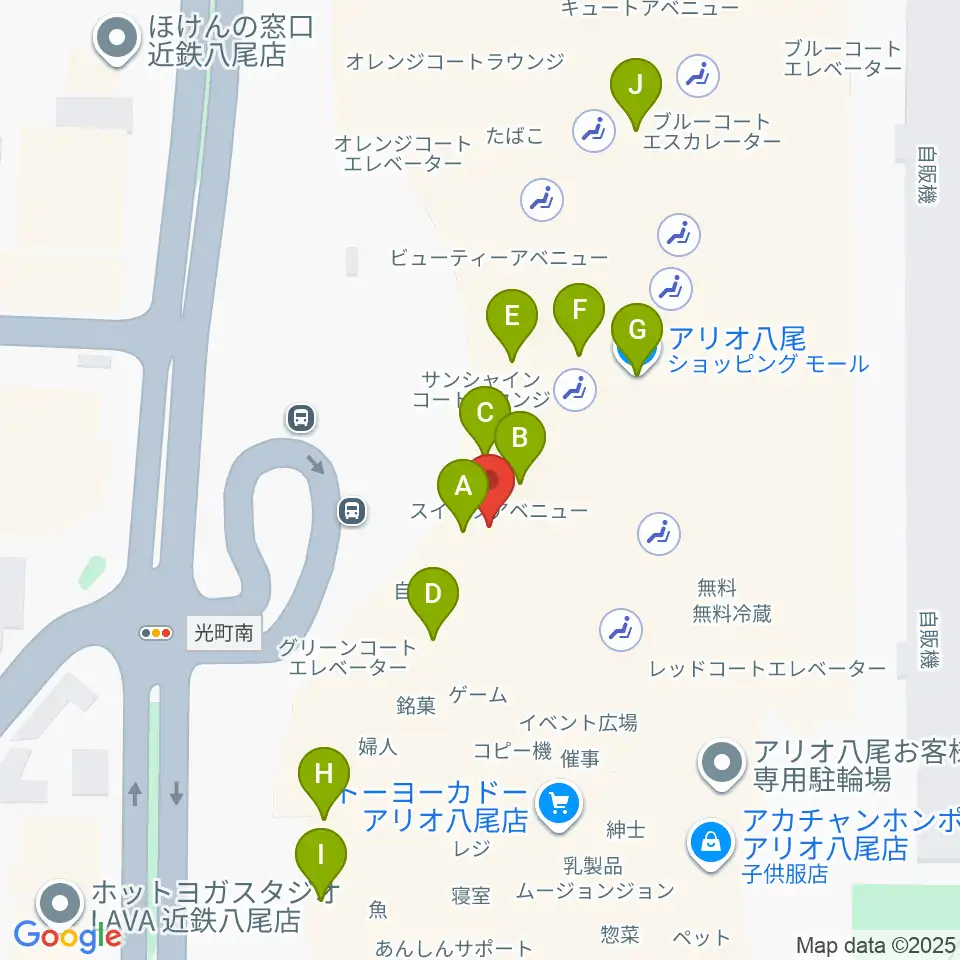 小阪楽器店 アリオ八尾店周辺のカフェ一覧地図