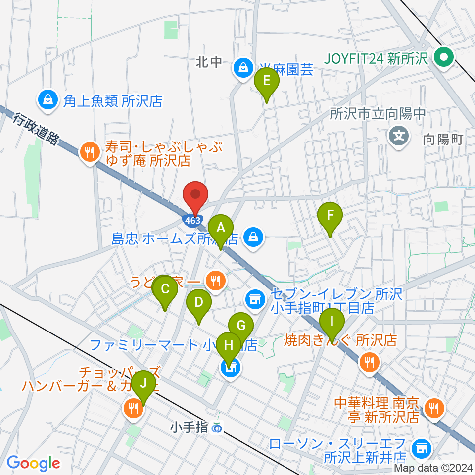 ピアノパワーセンター所沢店周辺のカフェ一覧地図