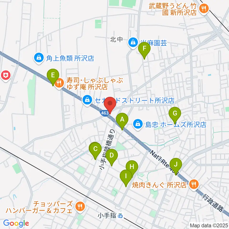 ピアノパワーセンター所沢店周辺のカフェ一覧地図
