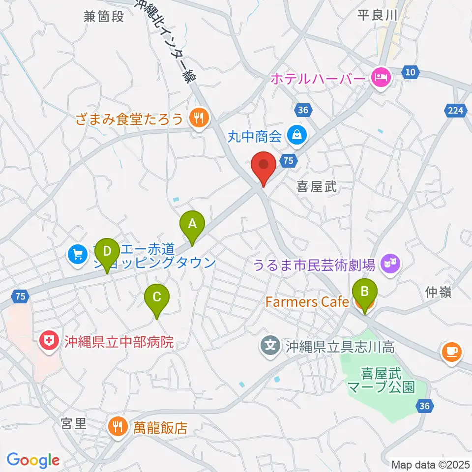 池武当新垣三線店周辺のカフェ一覧地図