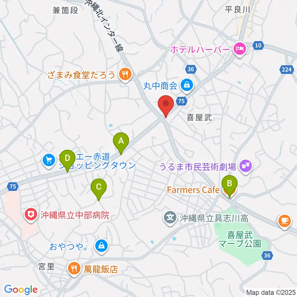 池武当新垣三線店周辺のカフェ一覧地図