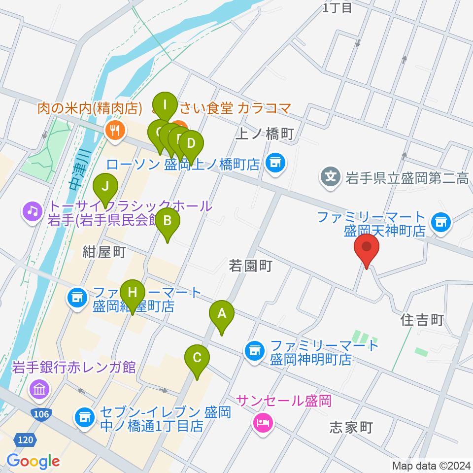 あみかピアノ・英語教室周辺のカフェ一覧地図