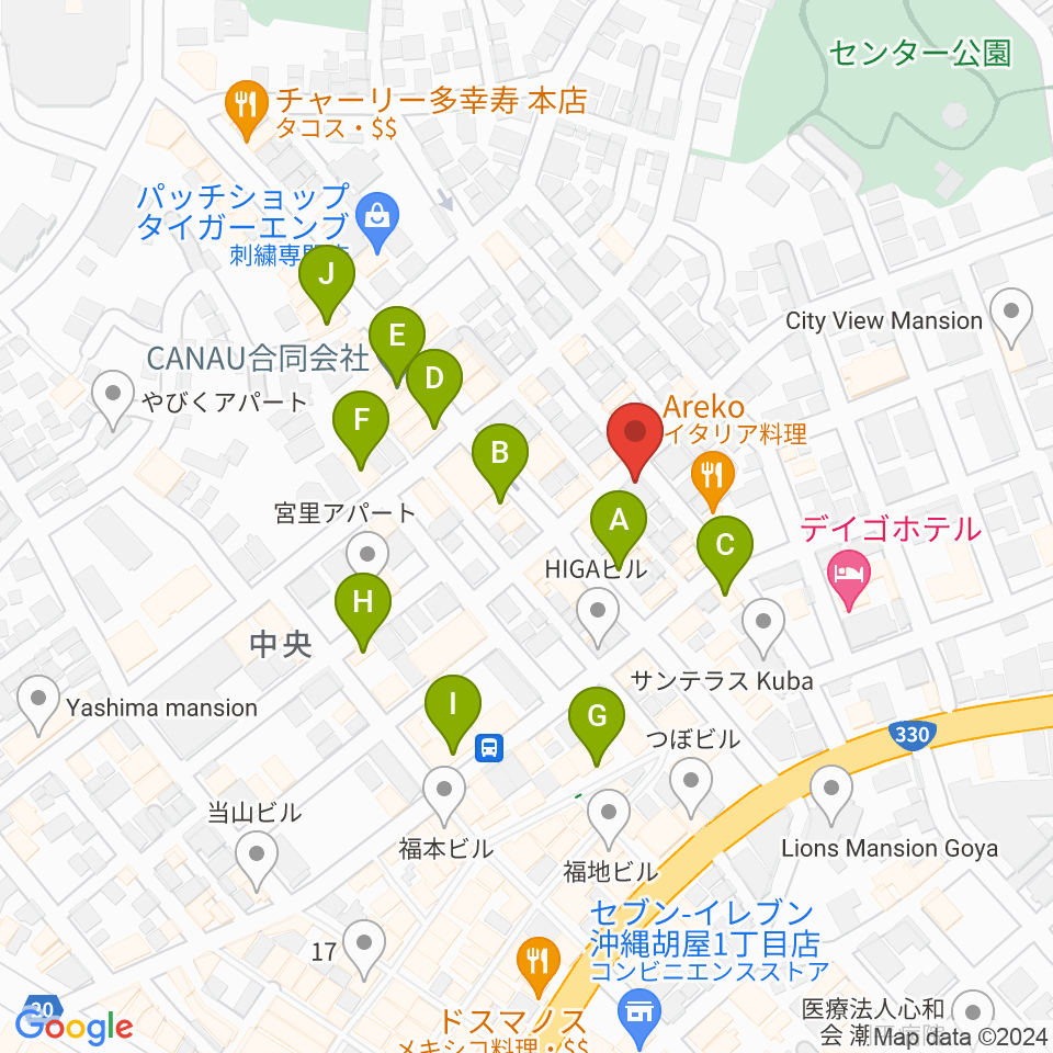 知名御多出横（知名オーディオ）周辺のカフェ一覧地図