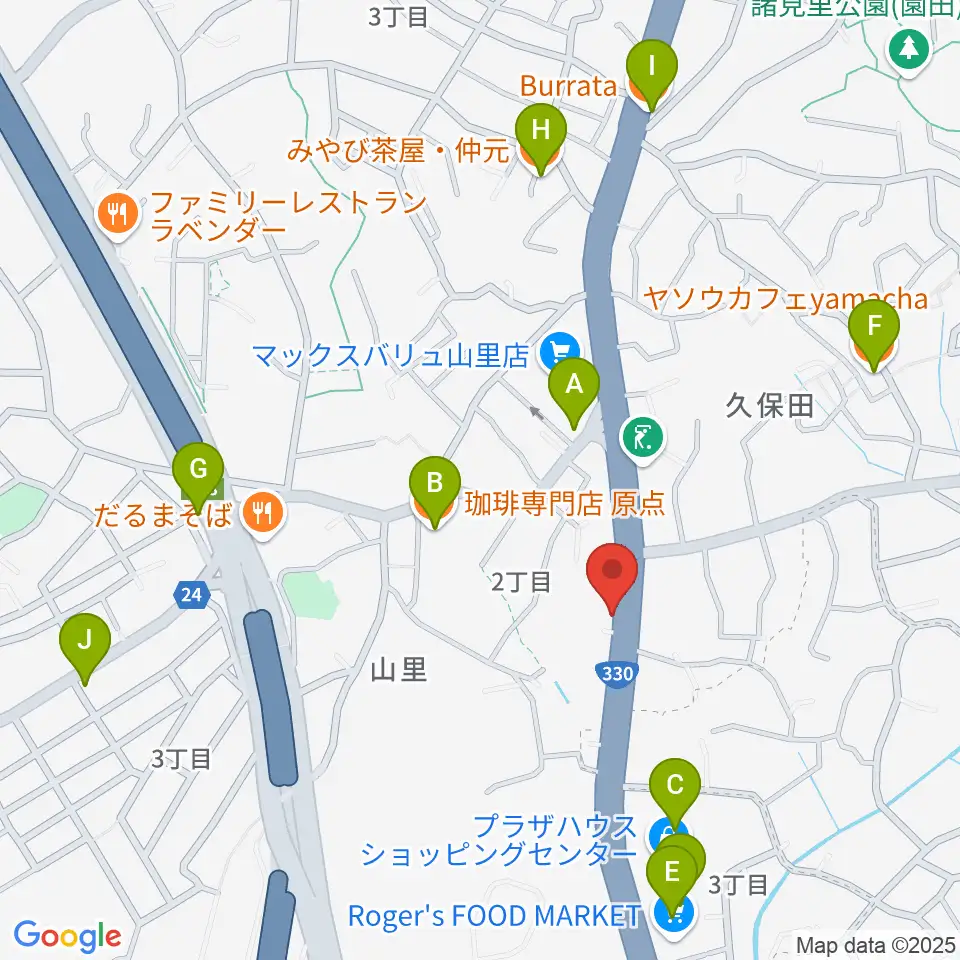 島ピアノセンター周辺のカフェ一覧地図