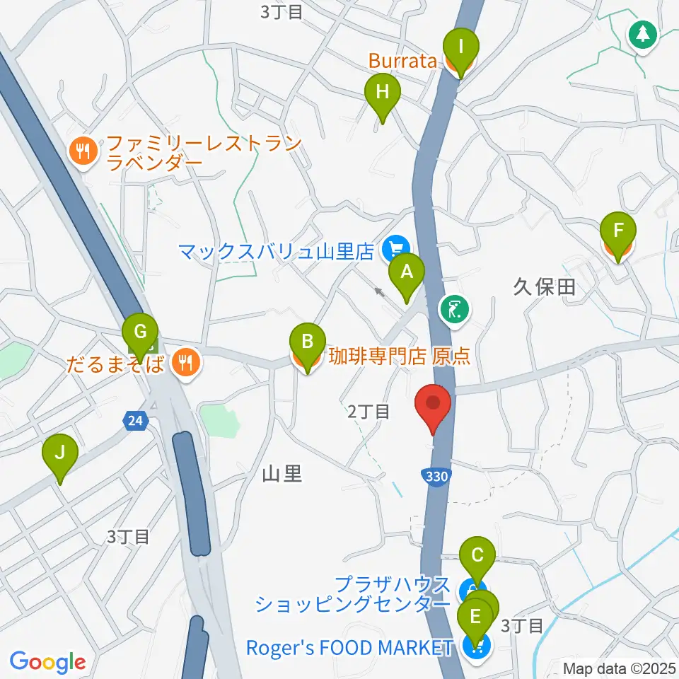 島ピアノセンター周辺のカフェ一覧地図