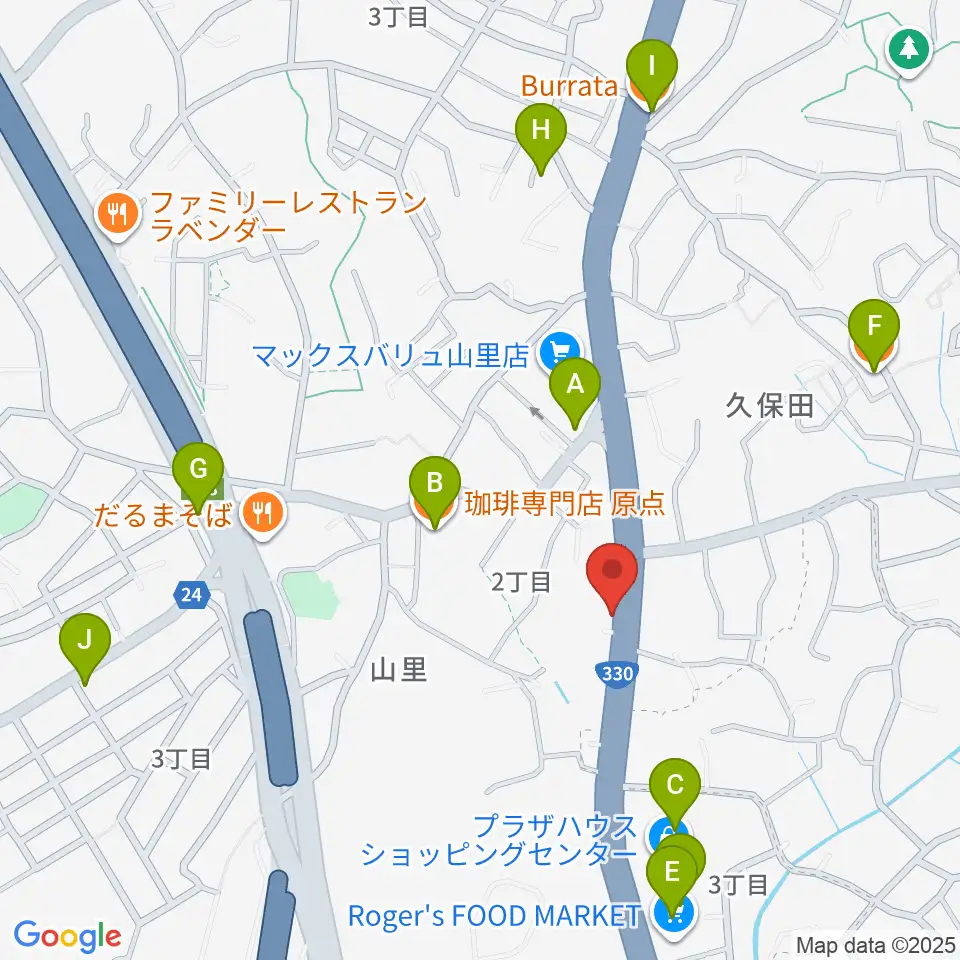島ピアノセンター周辺のカフェ一覧地図