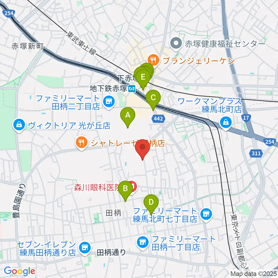 吉田音楽教室周辺のカフェ一覧地図