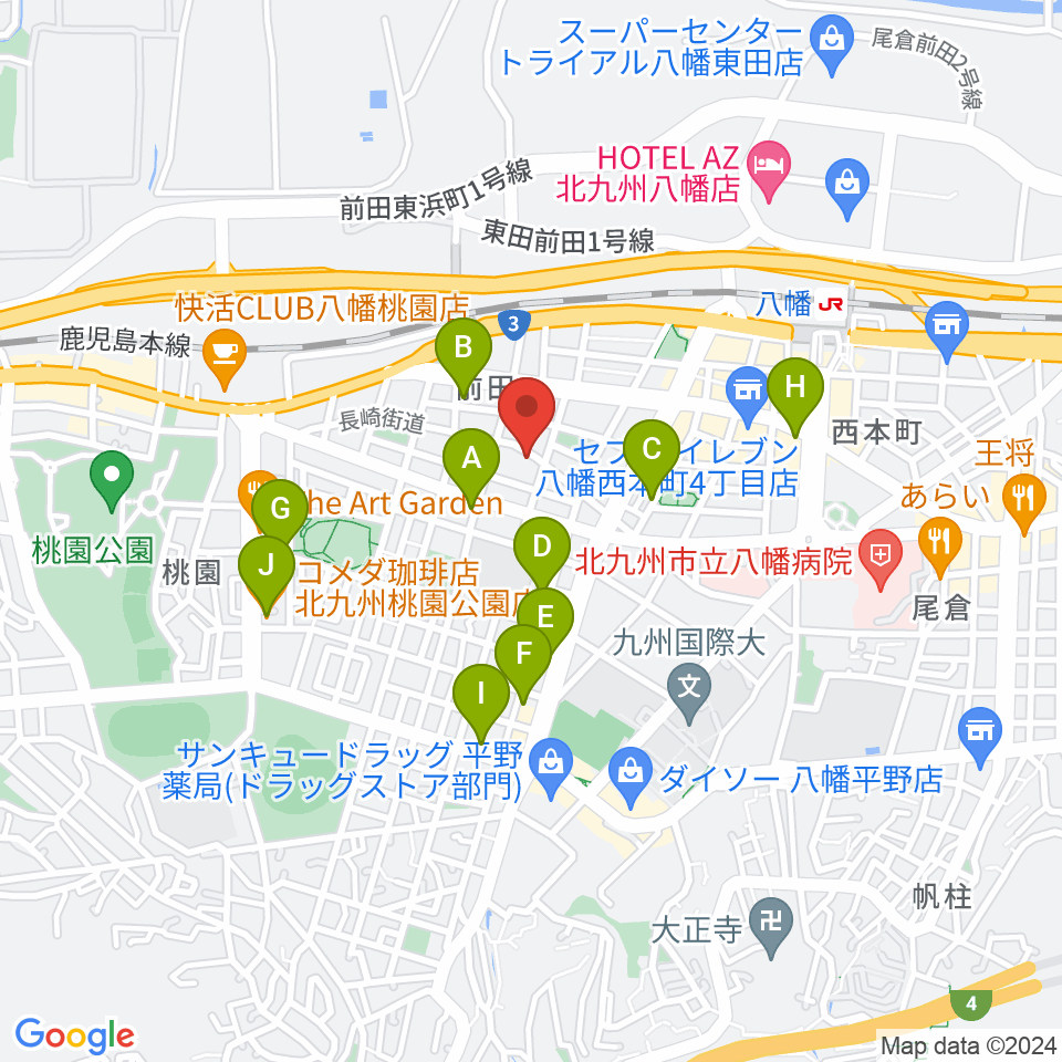 フルート＆ピアノ教室 癒音工房周辺のカフェ一覧地図