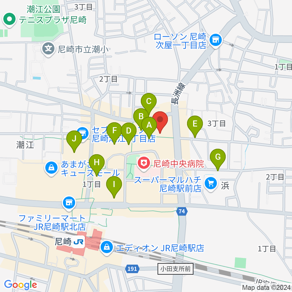 アール・エイチ・ワイ音楽教室 JR尼崎駅前教室周辺のカフェ一覧地図