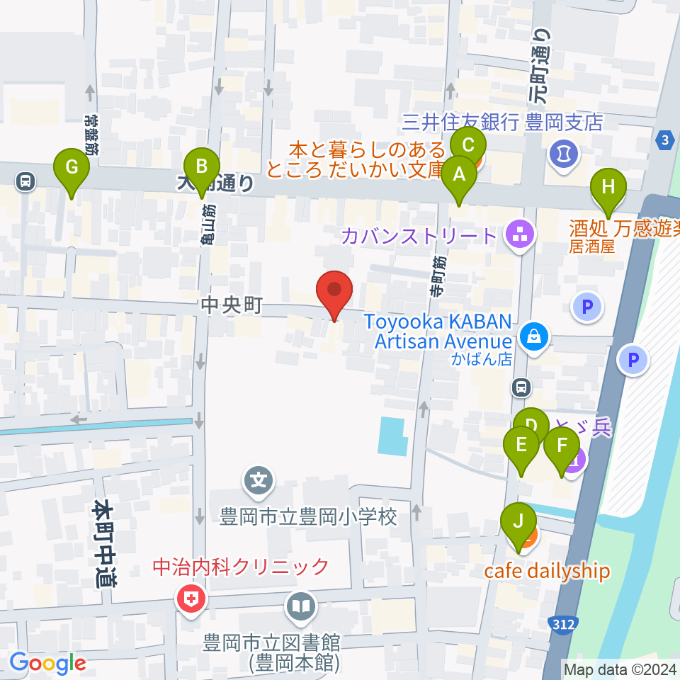 田中音友堂周辺のカフェ一覧地図