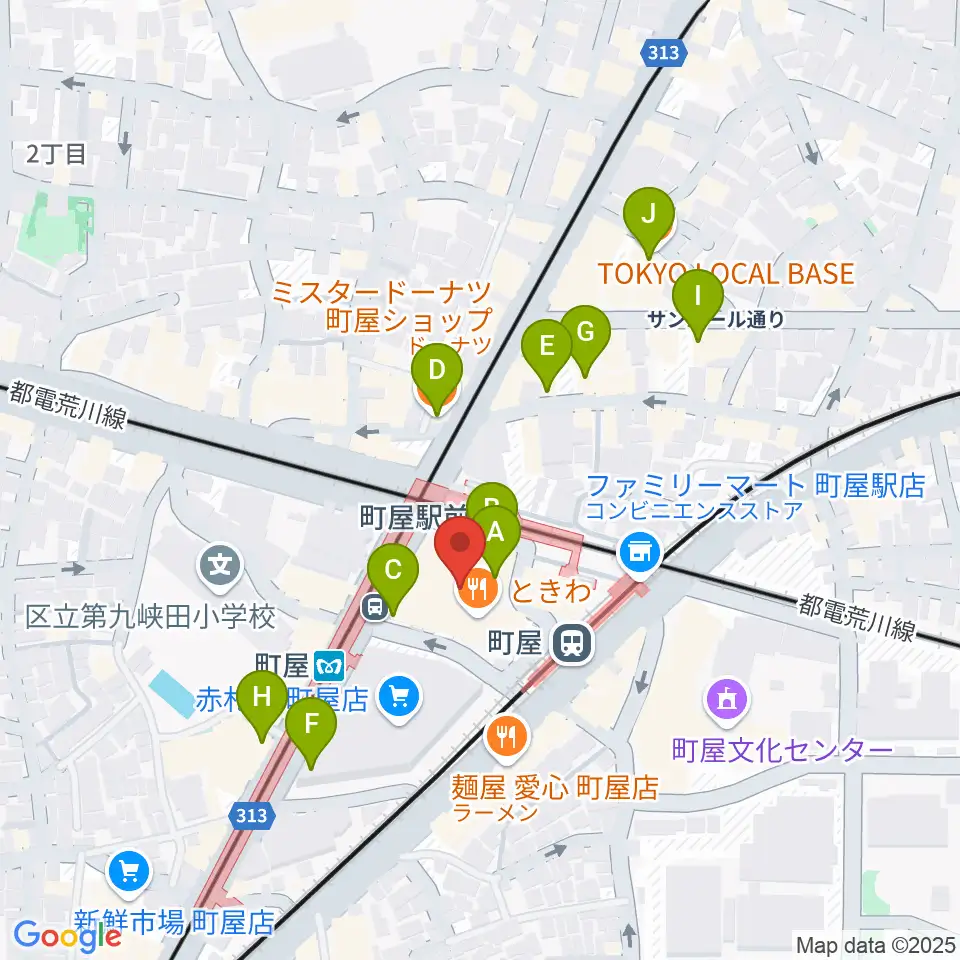 ムーブ町屋周辺のカフェ一覧地図