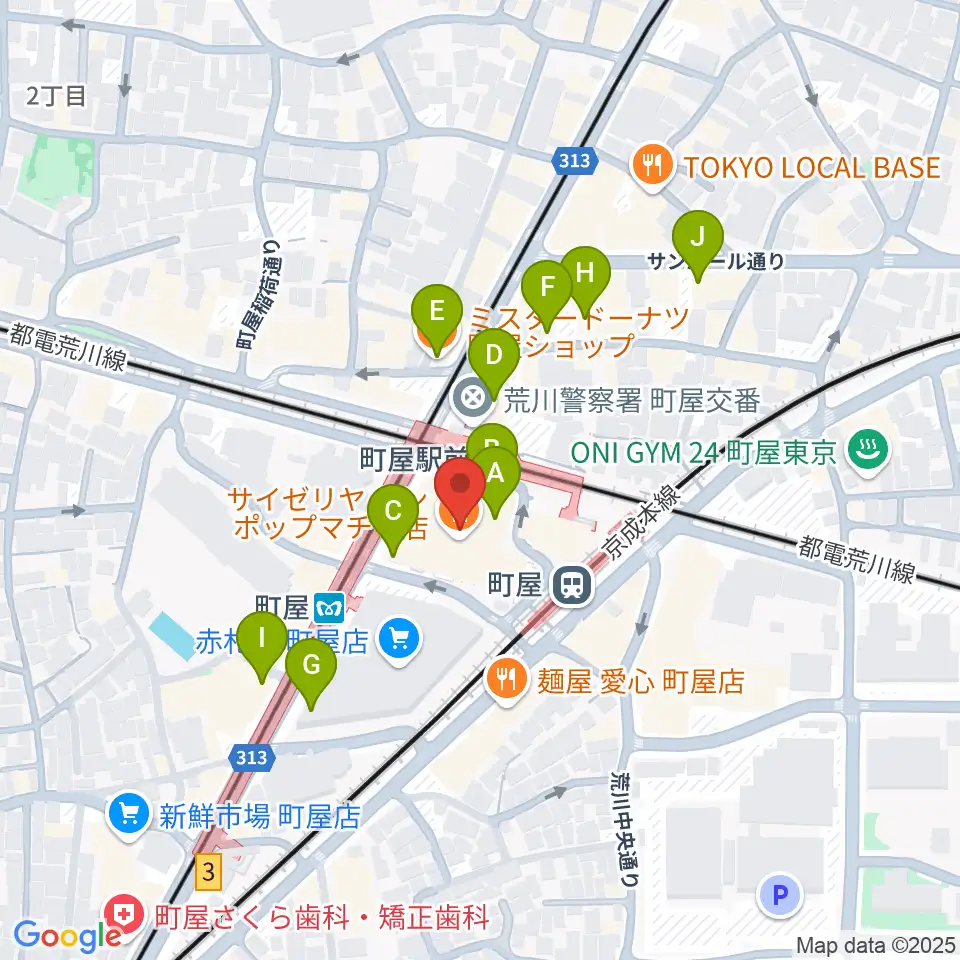 ムーブ町屋周辺のカフェ一覧地図