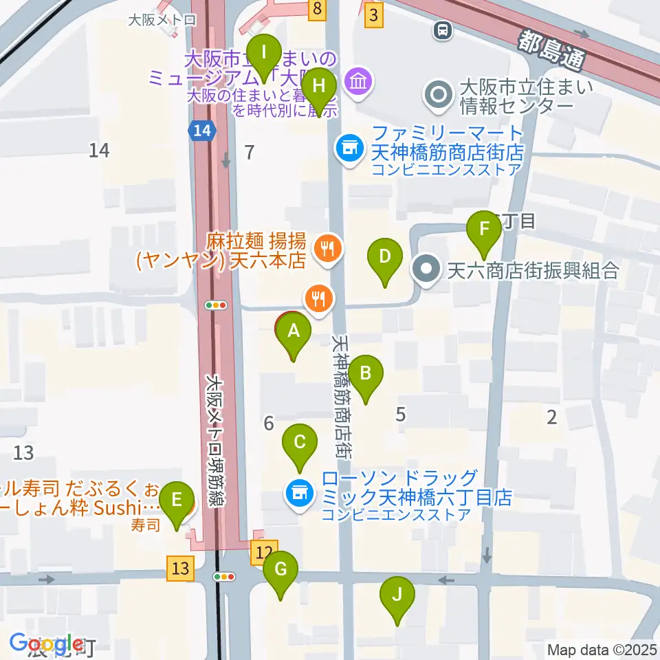 フィス音楽教室周辺のカフェ一覧地図
