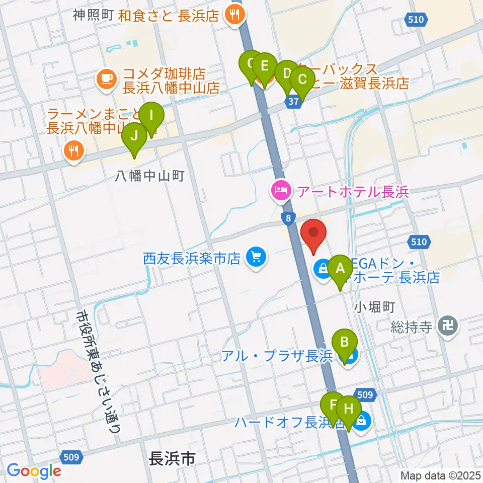奏音(かのん)長浜教室周辺のカフェ一覧地図
