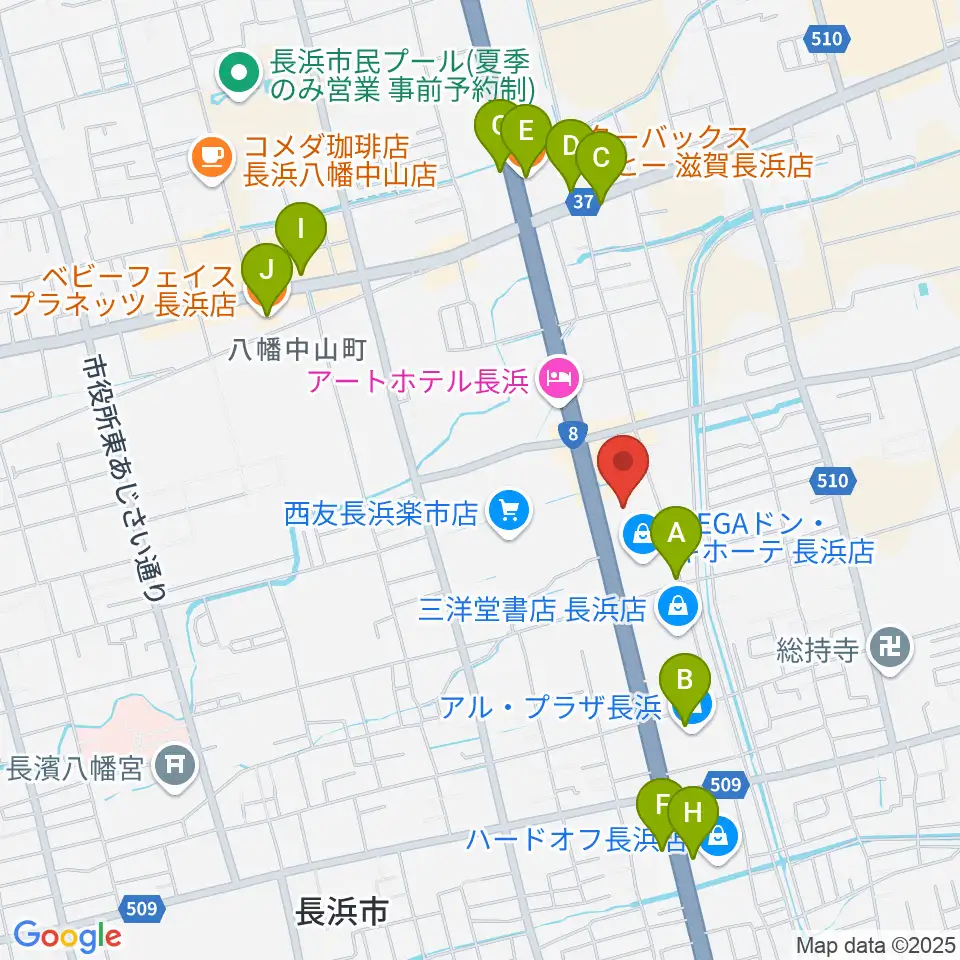奏音(かのん)長浜教室周辺のカフェ一覧地図