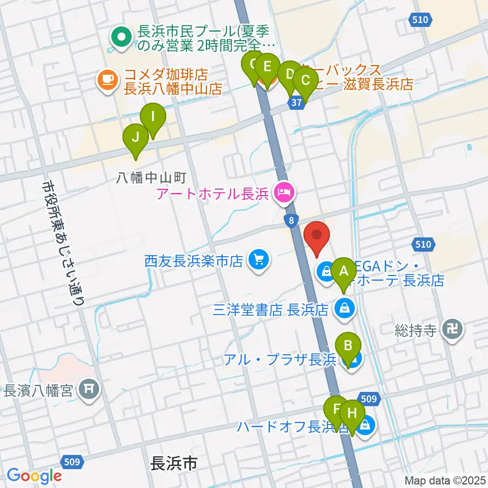 奏音(かのん)長浜教室周辺のカフェ一覧地図
