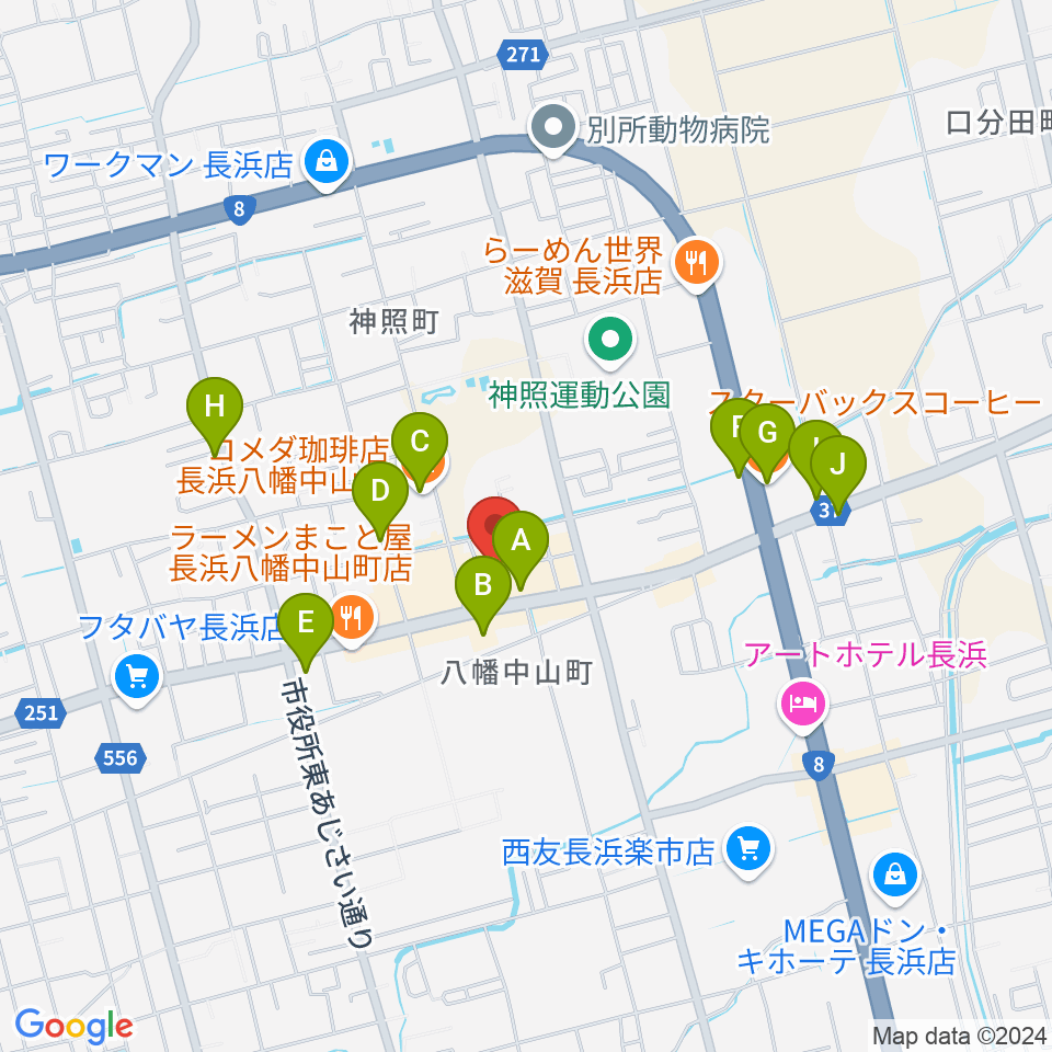 イケダ光音堂周辺のカフェ一覧地図