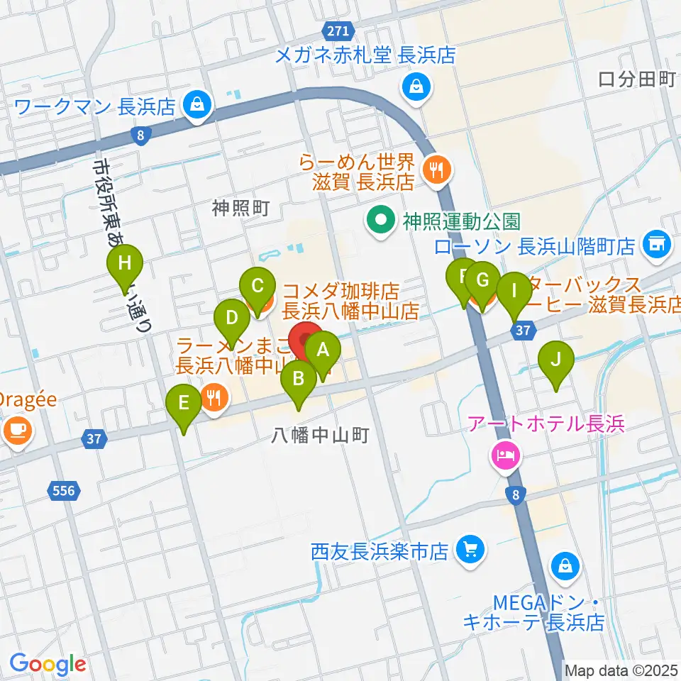 イケダ光音堂周辺のカフェ一覧地図
