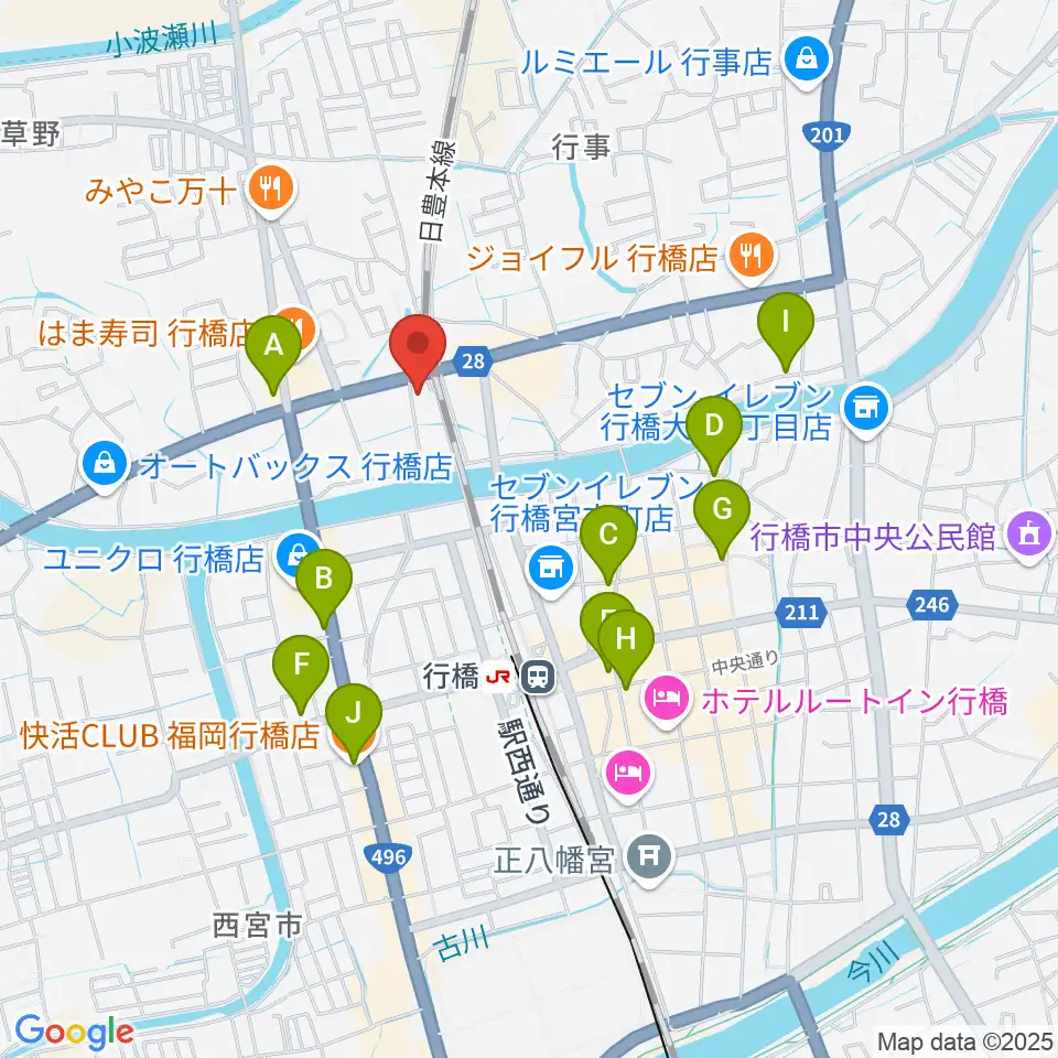 ソアラ楽器周辺のカフェ一覧地図