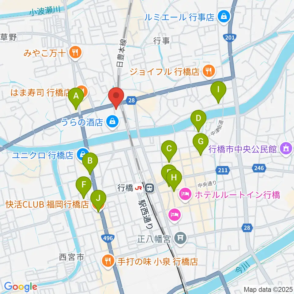ソアラ楽器周辺のカフェ一覧地図