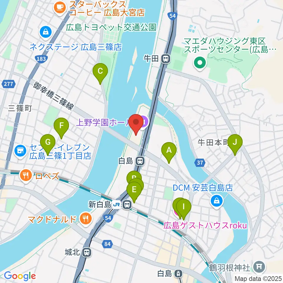 上野学園ホール周辺のカフェ一覧地図