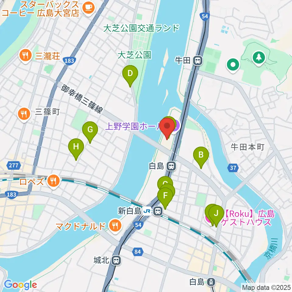 上野学園ホール周辺のカフェ一覧地図